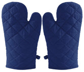 Kuber Industries Heat Resistant Cotton Kitchen Oven Mitt Microwave Gloves, Set of 2 (Blue)-HS43KUBMART26080, Standard